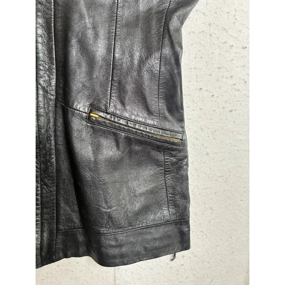 Classiques for Nordstrom Black Leather Vest Zip Front Gold Hardware Size 14